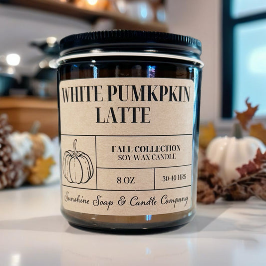 White Pumpkin Latte Soy Wax Candle 8 ounces