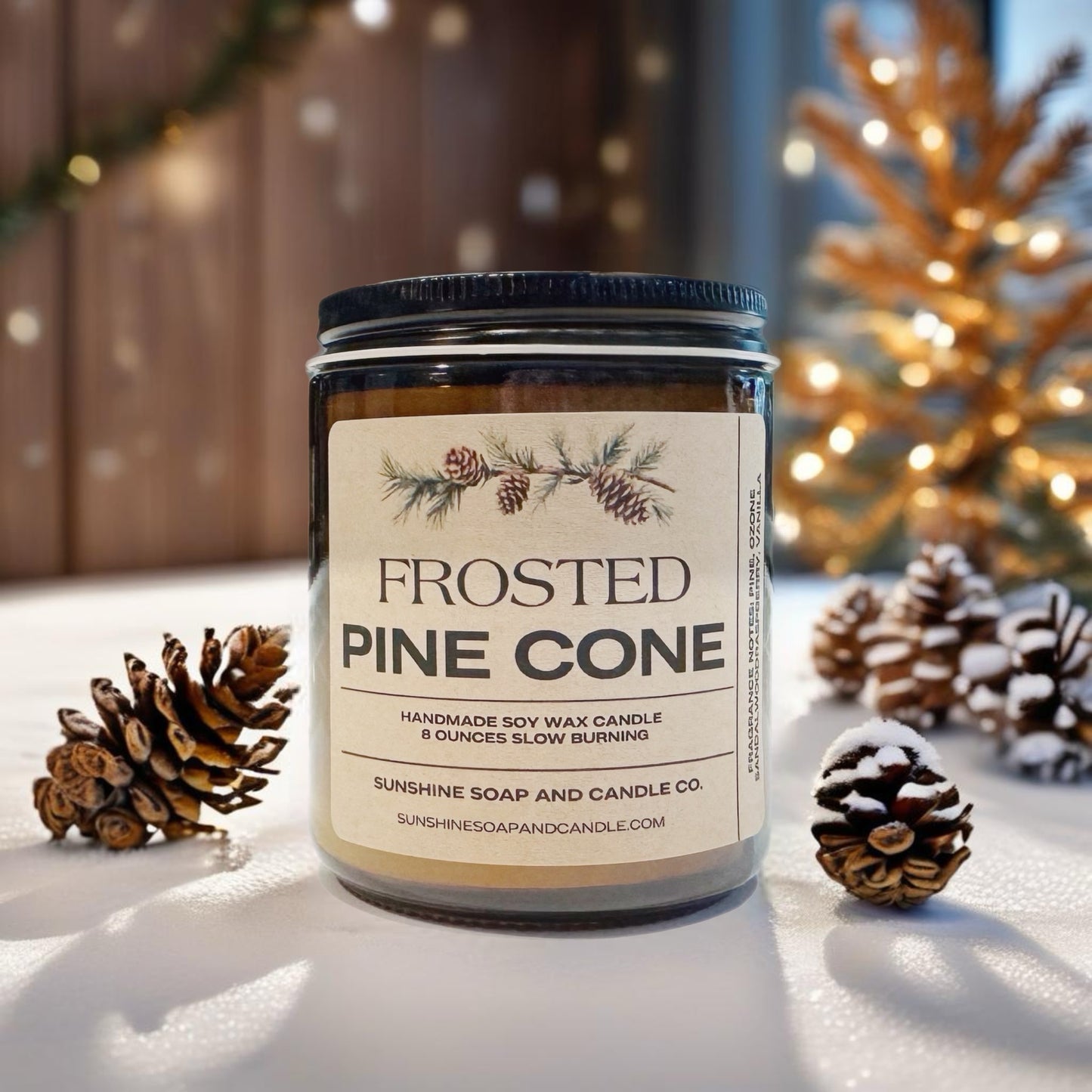 Frosted Pinecone Soy Wax Candle 8 ounces